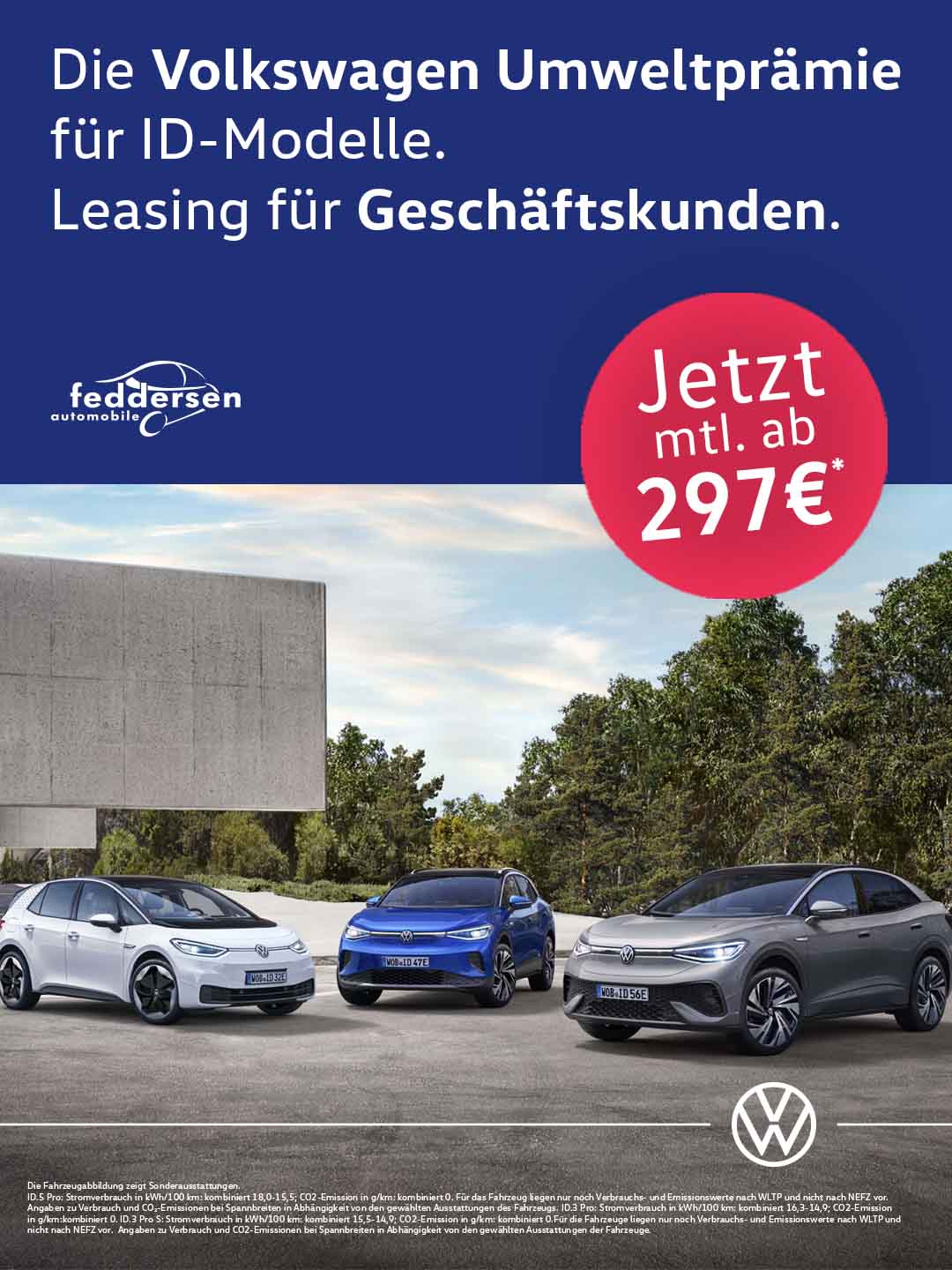 Die Volkswagen Umweltprämie für ID-Modelle. Leasing für Geschäftskunden.