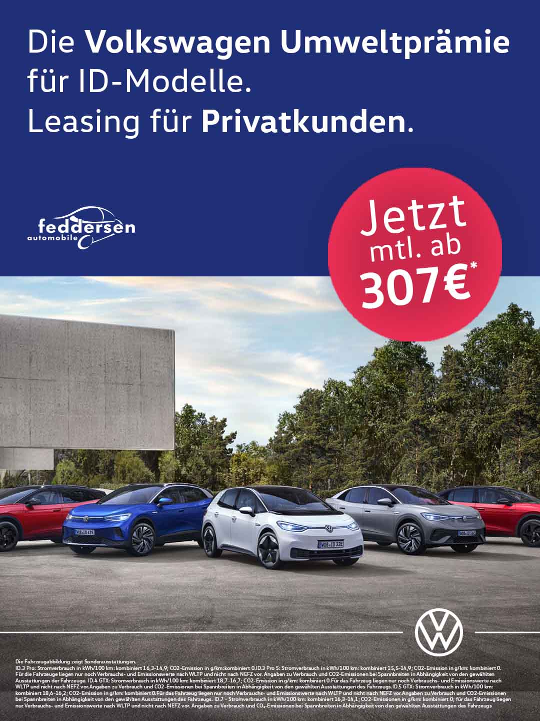 Die Volkswagen Umweltprämie für ID-Modelle. Leasing für Privatkunden.